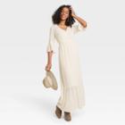Women's Polka Dot 3/4 Sleeve Clip Dot Dress - Knox Rose Ivory