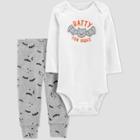 Carter's Just One You Baby Boys' 'batty For Hugs' Top And Bottom Set - White/gray