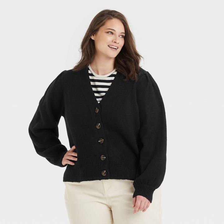 Women's Plus Size Shruken Cardigan - Who What Wear Black