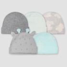 Gerber Baby 5pk Giraffe Caps - Turquoise/gray 0-6m, Kids Unisex, Blue