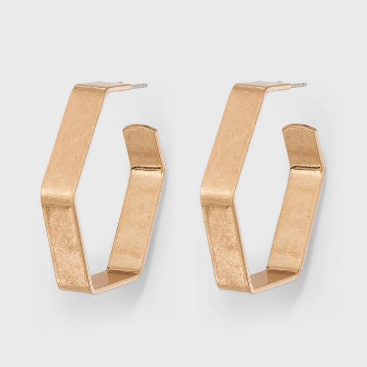 Hexagon Hoop Earrings - Universal Thread Gold