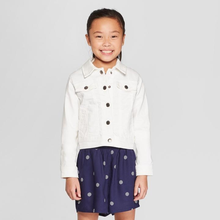 Girls' Spill Resistant Jean Jacket - Cat & Jack White