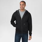 Dickies Men's Big & Tall Midweight Fleece Full Zip Hoodie- Black