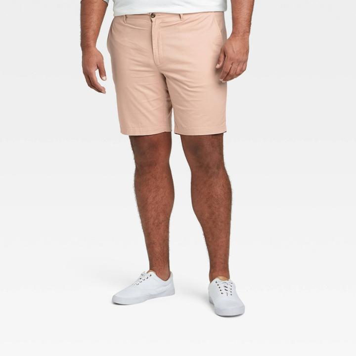 Men's Big & Tall 9 Linden Flat Front Shorts - Goodfellow & Co Heather Peach