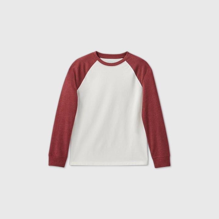 Boys' Long Sleeve Baseball T-shirt - Cat & Jack Red/cream