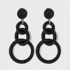 Thread Wrapped Post And Circle Link Drop Earrings - A New Day Black
