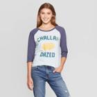 Well Worn Women's Challah Dazed Raglan 3/4 Sleeve Sweatshirt (juniors') - Blue