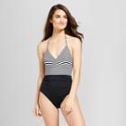 Women's Halter Wrap One Piece Swimsuit - Sunn Lab Swim Black/white