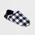 Adult Buffalo Check Plaid Fleece Lined Pull-on Slipper Socks With Huggable Heel & Grippers - Wondershop Black/white
