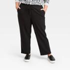 Women's Plus Size High-rise Ankle Length Knit Pants - A New Day Black