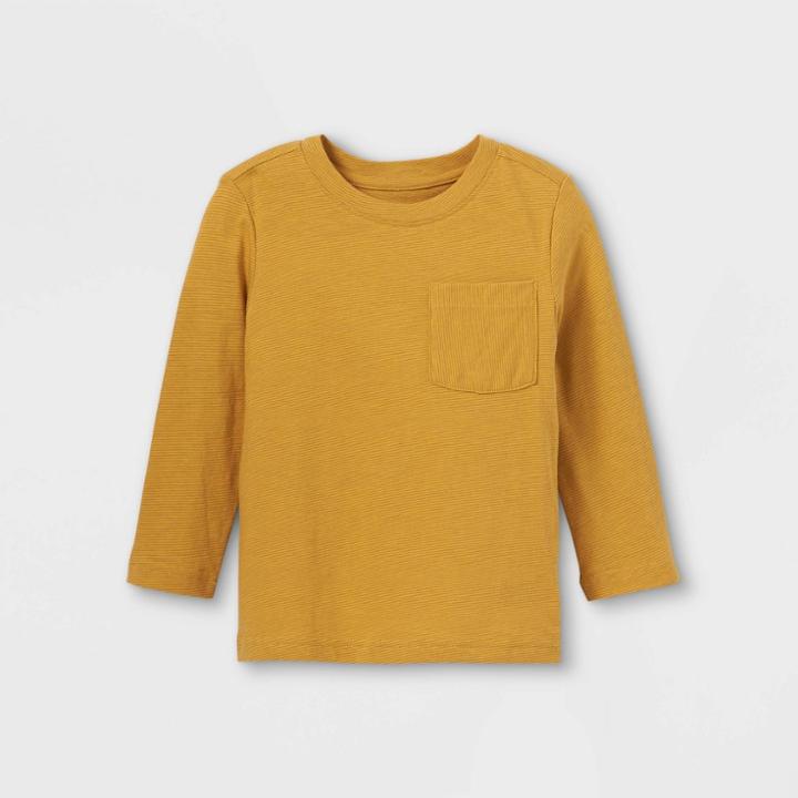 Toddler Boys' Striped Jersey Knit Long Sleeve T-shirt - Cat & Jack Yellow