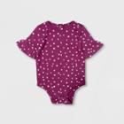 Grayson Mini Baby Girls' Dot Ruffle Sleeve Bodysuit - Purple Newborn