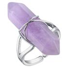 Target Women's Silver Plated Amethyst Stone Expandable Ring - Silver,