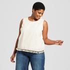 Women's Plus Size Geometric Tank - A New Day Cream X, Beige