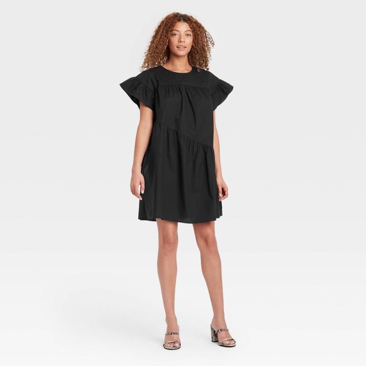 Women's Ruffle Short Sleeve Dress - Who What Wear Jet Black