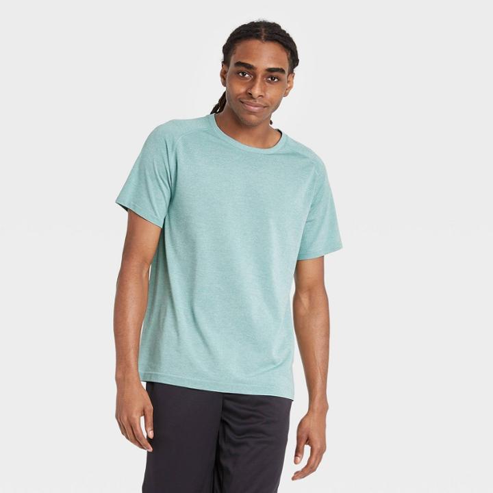 Men's Short Sleeve Seamless T-shirt - All In Motion Light Blue Heather