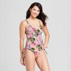 Tori Praver Seafoam Women's Tropical Cheeky Lace-up One Piece - Porcelain