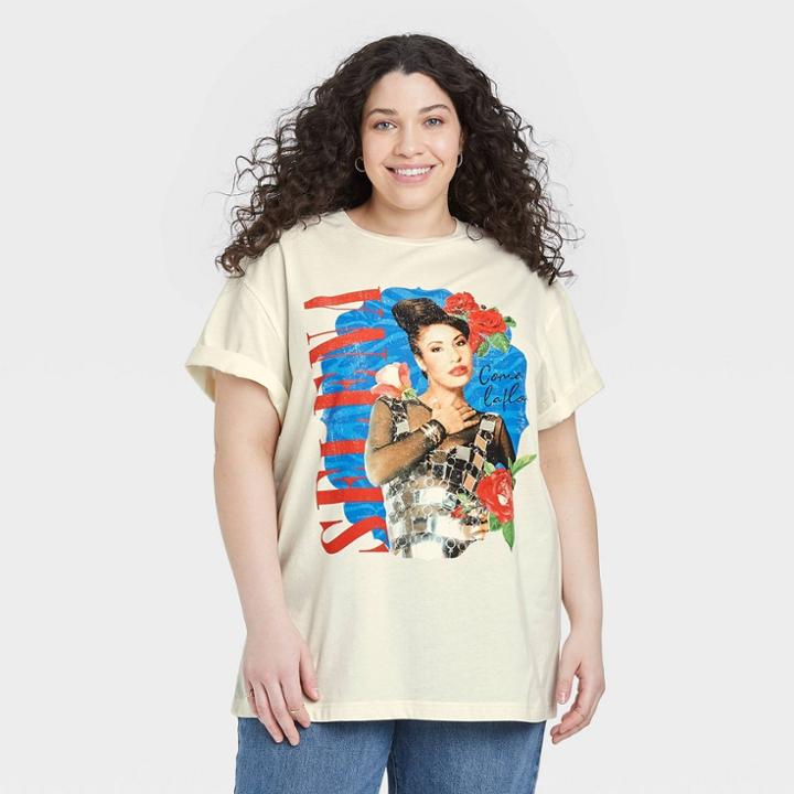 Women's Selena Plus Size Como La Flor Short Sleeve Graphic T-shirt - Ivory