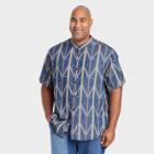 Houston White Adult Plus Size Printed Chambray Short Sleeve Button-down Shirt - Indigo Multi
