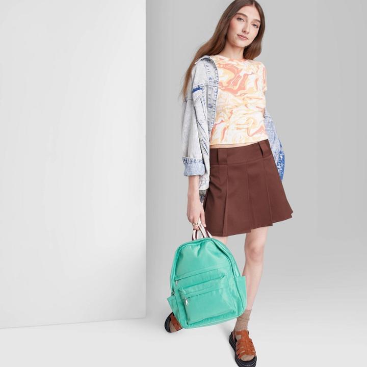 Women's Low-rise Pleated Mini Skirt - Wild Fable Brown Xxs