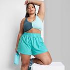 Women's Plus Size High-rise Pull-on Shorts - Wild Fable Teal Blue