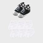 Luvable Friends Baby Boys' 7pc Canvas Shoe & Socks - Black/white