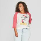 Women's Disney Mickey Mouse Plus Size 3/4 Sleeve Raglan Graphic T-shirt (juniors') White