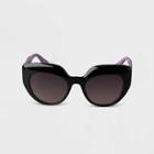 Women's Two-tone Cateye Sunglasses - A New Day Black