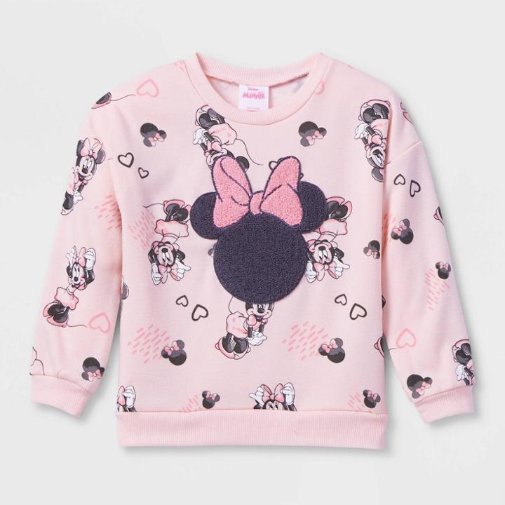 Toddler Girls' Disney Minnie Mouse Pullover Sweatshirt - Pink