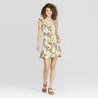 Women's Floral Print Cap Sleeve Strappy Button-down Dress With Pockets - Xhilaration Ivory
