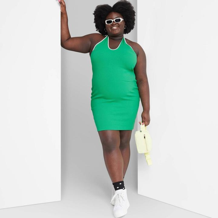 Women's Plus Size Sleeveless Knit Bodycon Dress - Wild Fable Jade