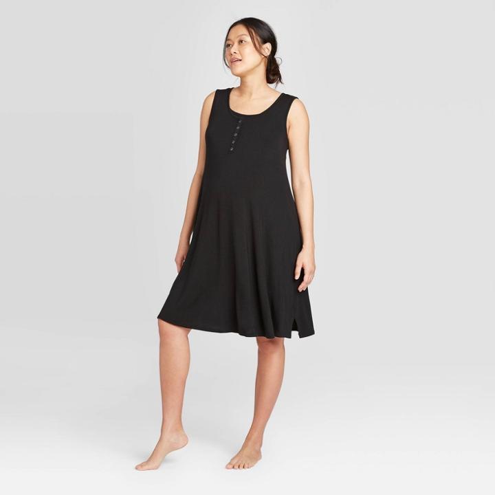 Sleeveless Nursing Henley Maternity Dress - Isabel Maternity By Ingrid & Isabel Black