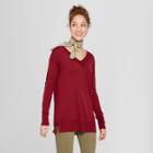 Women's V-neck Luxe Pullover - A New Day Dark Red
