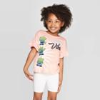 Toddler Girls' Toy Story Cosmic Vibes Aliens Ruffle Sleeve T-shirt - Peach