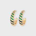Color Striped Hoop Earrings - A New Day Green