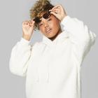 Women's Plus Size Animal Print Oversized Long Sleeve Sherpa Fleece Hoodie - Wild Fable Cream