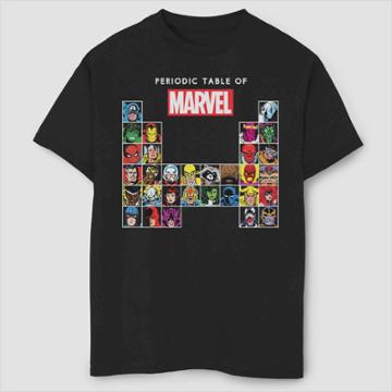 Boys' Marvel Periodic Marvel Short Sleeve T-shirt - Black