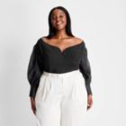 Women's Plus Size Long Sleeve Off The Shoulder Bustier Blouse - Future Collective With Kahlana Barfield Brown Black