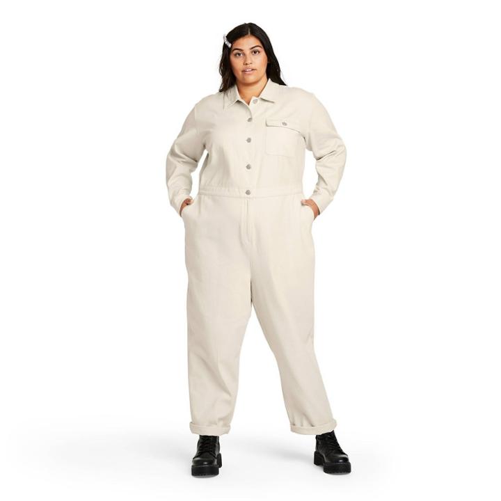 Women's Plus Size Long Sleeve Jumpsuit - Sandy Liang X Target Cream