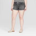 Women's Plus Size Raw Hem Jean Shorts - Universal Thread Black Wash