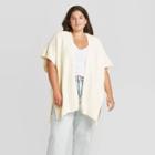 Women's Plus Size Kimono Jacket Ruana - Universal Thread Cream One Size, Ivory