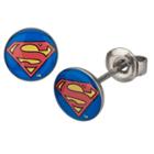 Dc Comics Superman Stainless Steel Stud Earrings, Kids Unisex