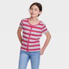 Girls' Button-front T-shirt - Art Class Red