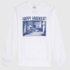 Hybrid Apparel Men's Ugly Holiday And Hanukkah Crew Neck Sweatshirt - White
