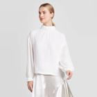 Women's Long Sleeve High Neck Mixed Media Top - Prologue White