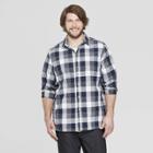 Men's Big & Tall Plaid Long Sleeve Cotton Slub Button-down Shirt - Goodfellow & Co Stargaze Navy