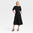 Women's Bishop Elbow Sleeve Tie-back Dress - Who What Wear Jet Black
