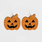 No Brand Glitter Pumpkin Drop Earrings - Orange