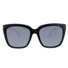 Women's Square Sunglasses With Smoke Flash Lens - A New Day Black