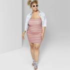 Women's Plus Size Striped Strapless Knit Tube Dress - Wild Fable White